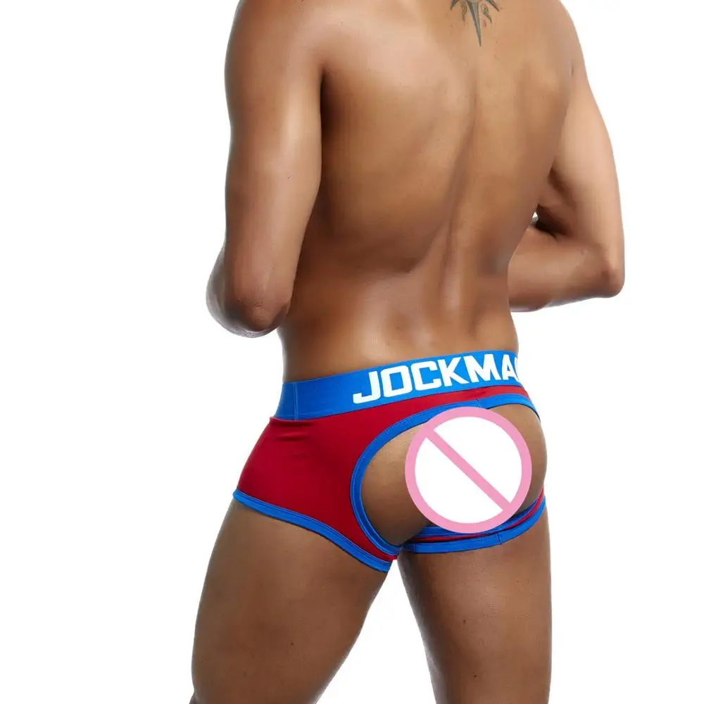 JOCKMAIL, Брендовое Мужское нижнее белье, сексуальное, игривое, без нижней части, боксеры, шорты, хлопок, мужские трусы, открытая спина, ягодицы, Гей Нижнее белье, бандаж - Цвет: Красный