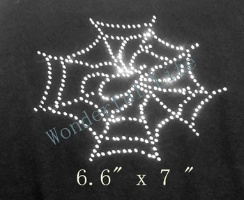 

Free shipping Crystal Clear Spider Web Gothic Halloween Bling Glass Rhinestone Press/Iron-On Hot Fix Transfer Applique