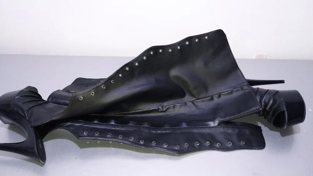 15cm High-Heeled Shoes Cutout Over-The-Knee Women's Boots Back Strap Open Toe Sandals 6 Inch Heels Thigh High Boots