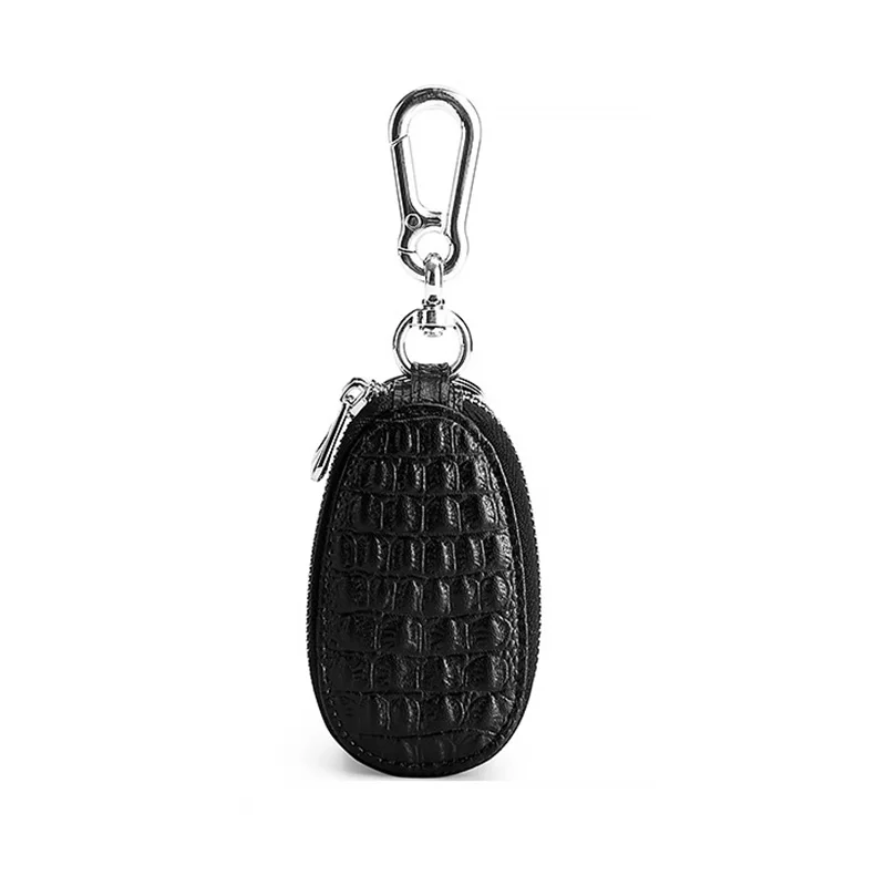 

9*5.5*4cm Genuine Leather Car Key Wallet Double Layer Zipper Household Car Key Bag Crocodile Pattern Fashion Key Case Key Purse