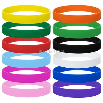 

100pcs Blank Pure Assorted wristband silicone bracelets free shipping by epacket A