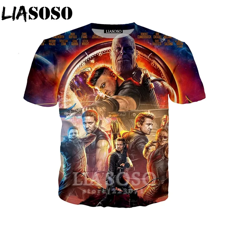 LIASOSO 2019 Summer New Men Women 3D Print Latest Movie Avengers Endgame Short Sleeve T shirt Fashion Sweatshirt Pullover B008-1
