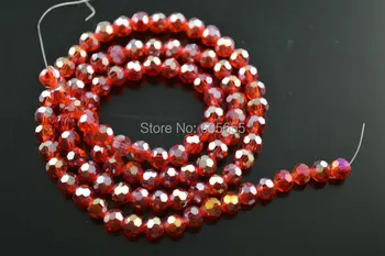 

4mm Faceted Red AB color Glass Crystal Quartz Round Beads