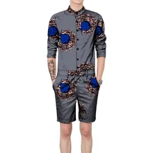 Модные АФРИКАНСКИЕ ОДЕЖДА с рисунком Для мужчин топы+ шорты комплект рубашки и Комплекты с короткими штанами праздничный костюм Африканский Для мужчин Костюмы Индивидуальные