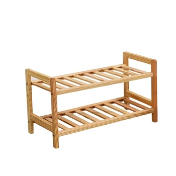 

2 Tier Solid Wood Shoe Cabinet Shoe Shelf Simple Shelf Flower Rack