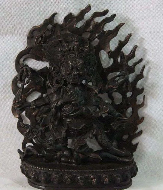 

10" Tibet Buddhism Copper Bronze Six Arm Hand Mahakala Vajrapani Buddha Statue