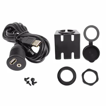 

Car 2M 3.5mm Dashboard Flush Mount USB 2.0 AUX Socket Extension Lead Panel Cable