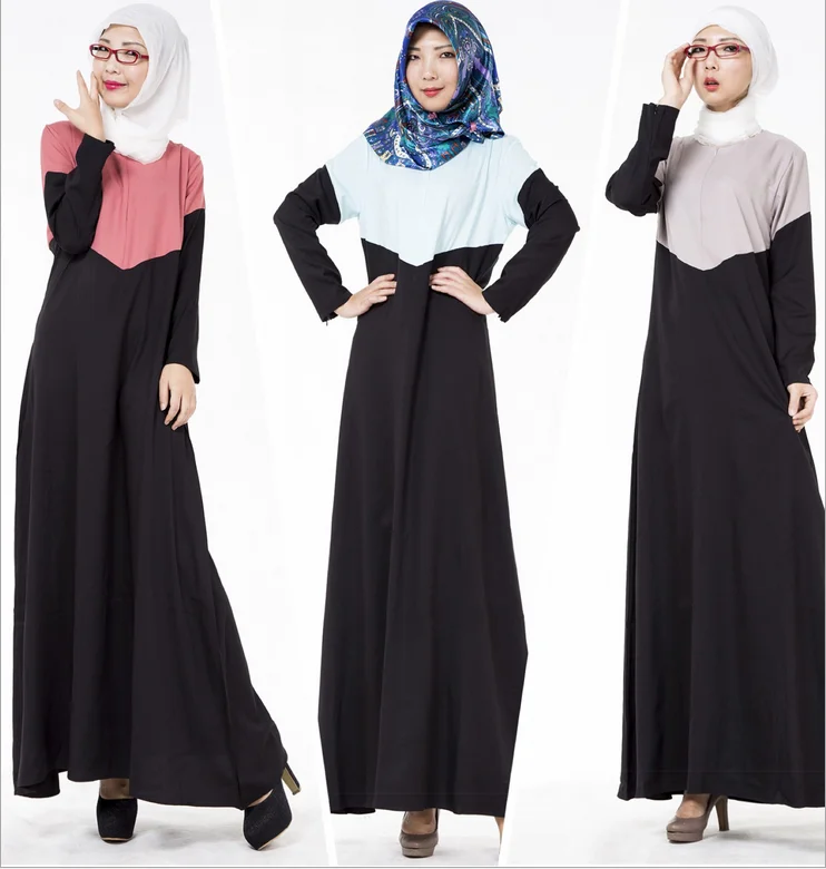 New 2016 Muslim Womens Kaftan Dresses O Neck Long Sleeve Floor Length font b Islamic b