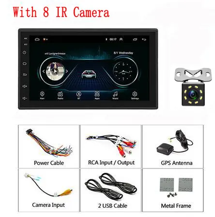 Podofo 2 din Android автомобильный радио мультимедиа MP5 плеер gps навигация Wifi " Универсальный Авторадио Bluetooth FM аудио стерео USB - Цвет: With 8 IR Camera
