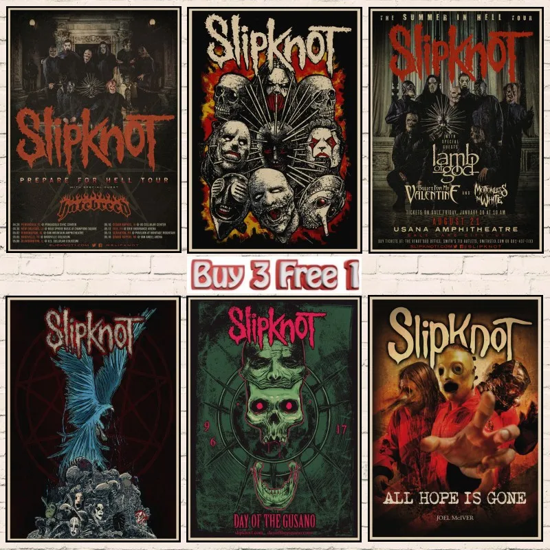 

Slipknot Heavy Metal poster ROCK BAND kraft paper Posters bar poster Wall stickers Retro Poster decorative painting A1