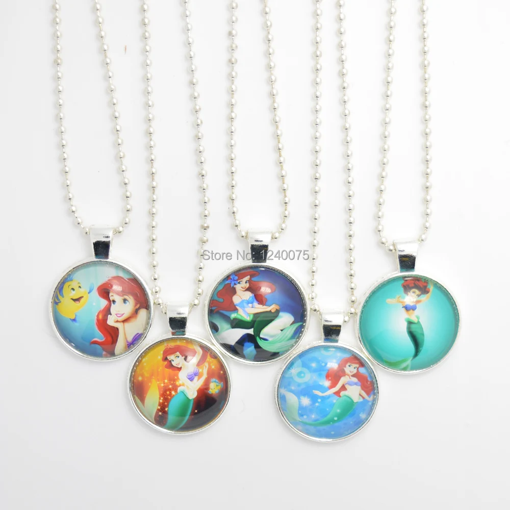 18" 10pc PartyPack Princess Ariel Necklace, little Mermaid Stainless