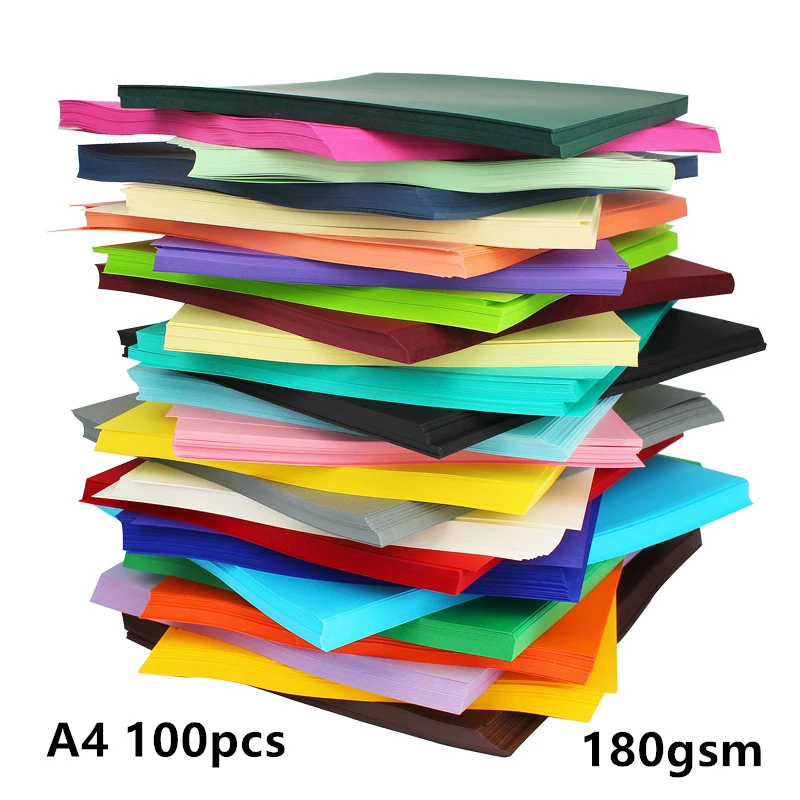 

180gsm 100pcs High Quality A4 colorful Kraft Paper DIY Handmade Card Wedding Invitations Craft Paper Thick Paperboard Cardboard
