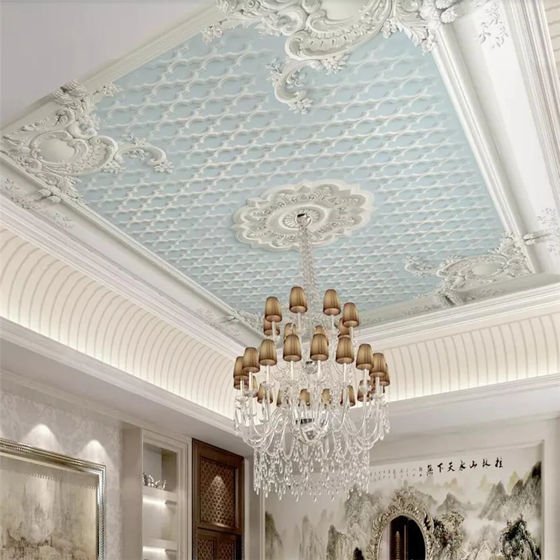 Beibehang Papel De Parede White European Pattern Plaster Relief