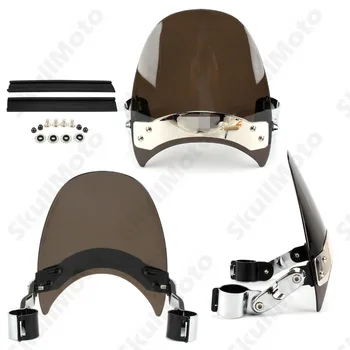 

Smoke Motorcycle Windshield Front Fork Mount Windscreen Deflector For Harley Dyna Wide Super Low Glide XL883 1200 Indian Victory