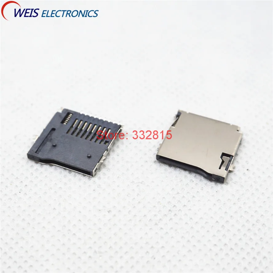 

10pcs Micro SD card socket  TF connector  Adapter Automatic Push Push Type outside weld copper shell tape n reel Free shipping