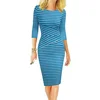 REPHYLLIS Women 3/4 Sleeve Striped Summer Work Business Cocktail Party Office Casual Bodycon Sexy Dress ► Photo 1/6
