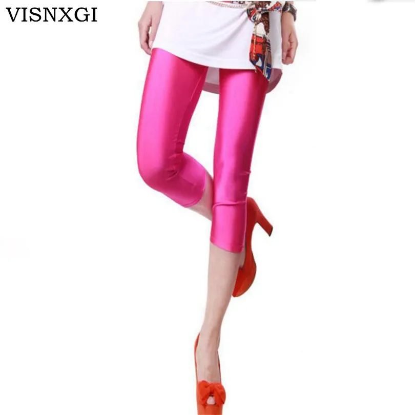 

VISNXGI Deportes Aptitud Spring Summer Solid Candy Neon Pants For Women High Stretched Legging Clothing Cropped To The Calf