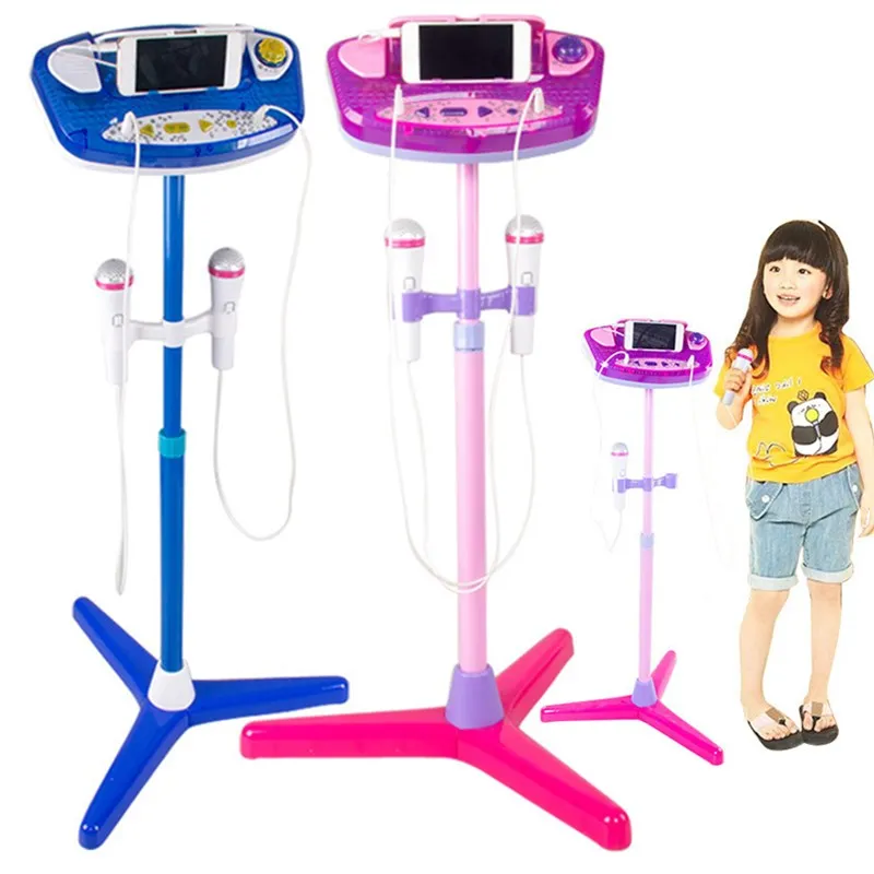 

SENRHY Adjustable Stand With 2 Microphones Karaoke Music Toys for Musical Instruments Lover Kids High Quality