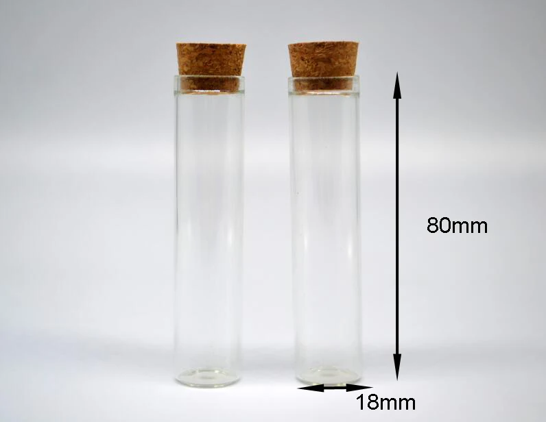 10pcs/lot 13ML 18x80mm transparent tube glass bottle jars with cork