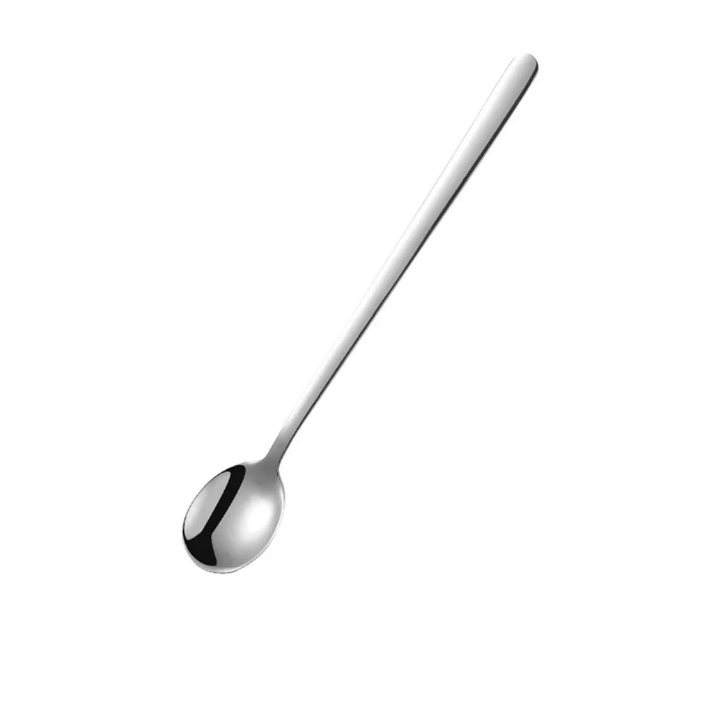 Silver Красочная ложка с длинной ручкой столовые приборы кофе для питья кухонный гаджет - Цвет: Silver