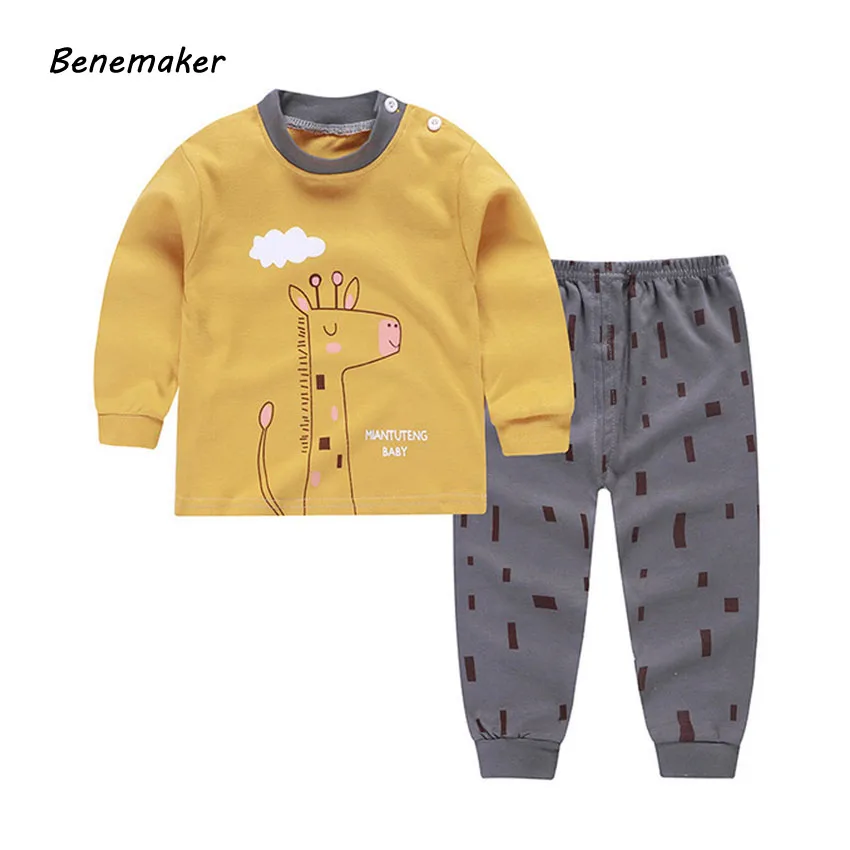 

Benemaker Newborn 2 Pcs Long Johns Sets For Girls Boys Baby Kids Underwear Suits Children Clothing Toddler Pullovers Pants JH124
