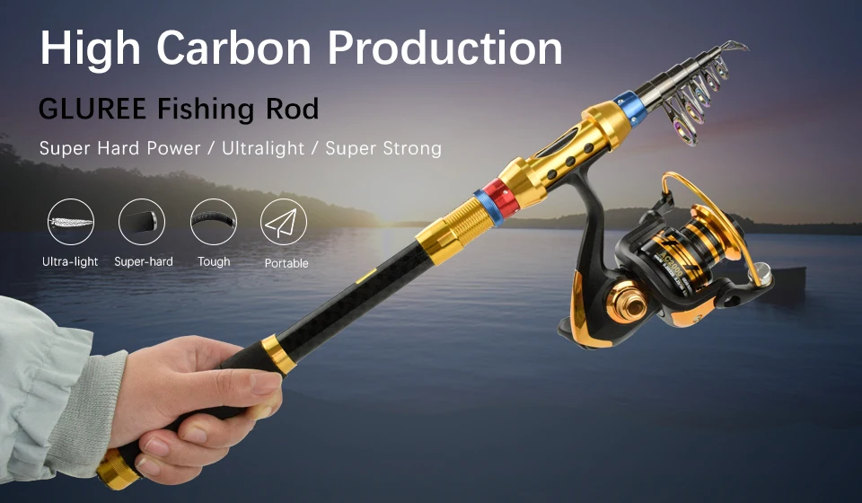 LUREE Carbon Spinning Fishing Rod Telescopic Rock Fishing Rod Carp Feeder Lure Tackle Super Hard 1.8m 2.1M 2.4M 2.7M 3.0M 3 (7)