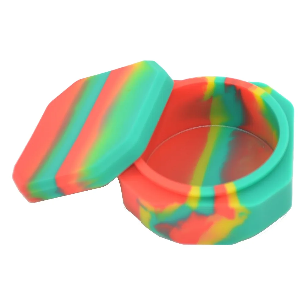 

FDA 110ml Octagon Bho Silicone Wax container for butane Slick oil Concentrate have two Pattern Non stick Rubber Dab wax jar