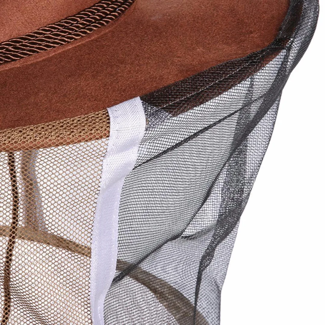 Professional Beekeeping Hat Beekeeper Cowboy Hat Anti Mosquito Bee Insect Veil Net Hat Full Face Neck Wrap Protector