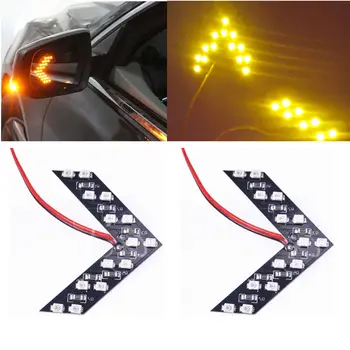 

2x 14 SMD Yellow LED Arrow Panel For Car Rear View Mirror Indicator Turn Signal Light Auto Motorcycles LED Rearview Mirror Light