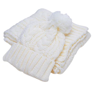 

Autumn Winter Women's Hat Caps Knitted Wool Warm Scarf Thick Windproof Hat Scarf Set For Women 2 Pcs/set 2018 Winter New
