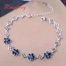 925 стерлингового серебра с натуральный Сапфировый Браслет для женщин с роскошью и благородным свадебным подарком