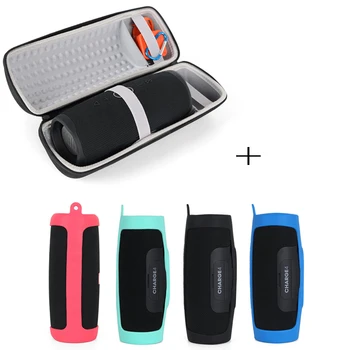 

New 2 in 1 EVA Hard Carry Zipper Storage Box Bag+ Silicone Cover Case for JBL Charge 4 Bluetooth Speaker For JBL Charge4 Column
