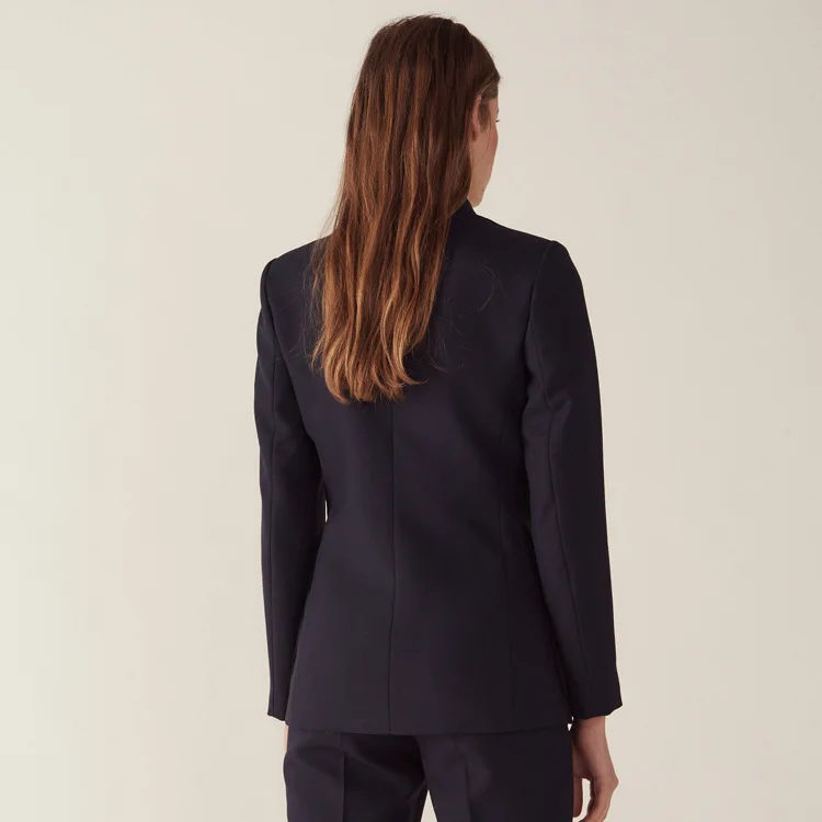 2019 Spring and Summer European and American New Navy Suit Double Breasted OL Commuter Leisure Suit Jacket Clothes Women Suit