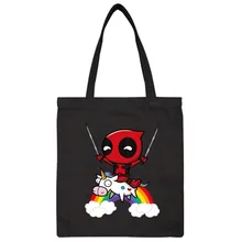 Крутые Мультяшные сумки с принтом Дэдпул Единорог для женщин и мужчин, Хлопковая сумка на плечо, сумка на плечо, посылка, женская сумка, холщовые сумки