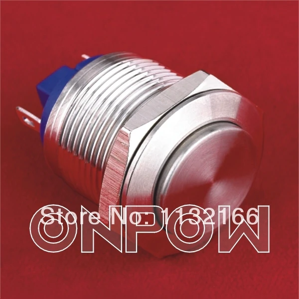 

19mm OD Stainless Steel Momentary 1NO Push Button Switch High Round PinTerminals Waterproof
