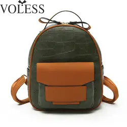 VOLESS 2018 модные женские туфли рюкзак высокое качество из искусственной кожи Рюкзак Лоскутная школьные рюкзаки для девочек-подростков