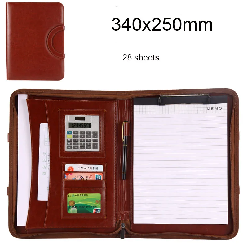 YBGYZP Бизнес искусственная кожа padfolio binder с ручкой, портфолио менеджера - Цвет: brown 1 has handle