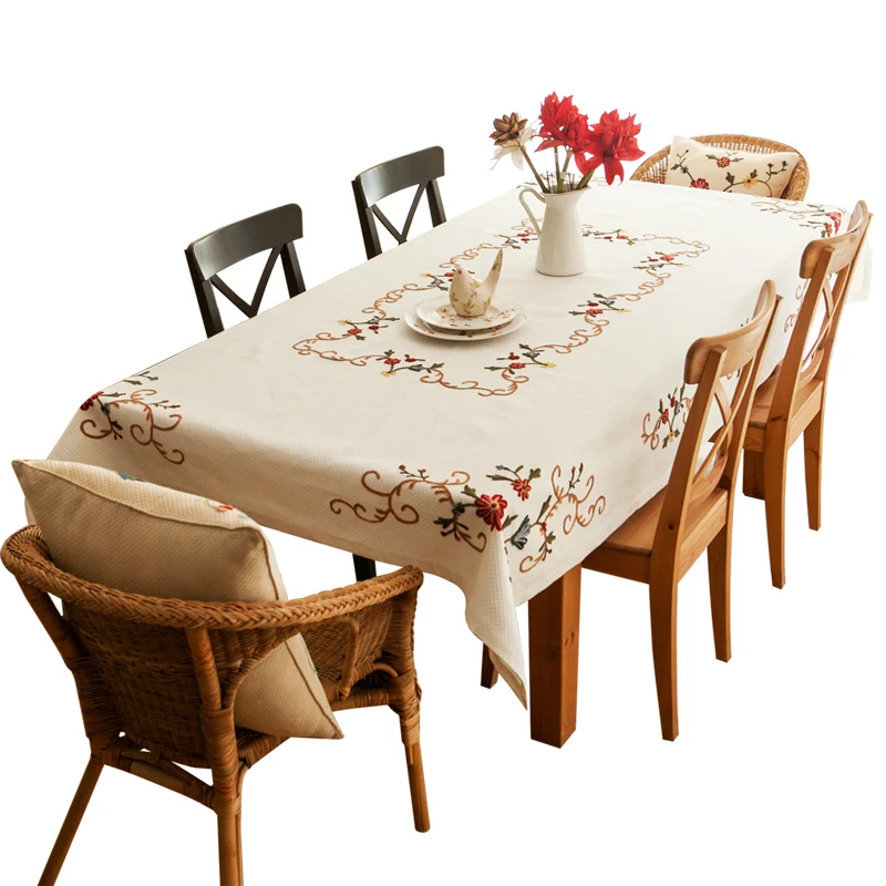 Tablecloth cloth linen coffee table embroidery small fresh table pad