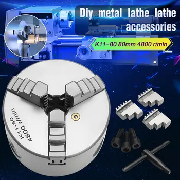 

3" 3 Jaw Lathe Chuck K11-80 K11 80mm Manual Chuck Self-centering Diy Metal Lathe Accessories Turning Machine Tools With Wrench