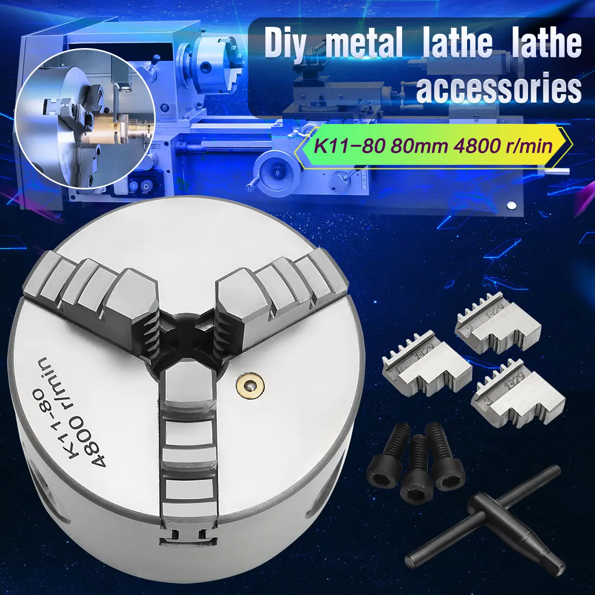 

2016 Brand New 3" 3 Jaw Lathe Chuck K11-80 K11 80 80mm Manual Chuck Self-centering Lathe Parts Diy Metal Lathe Accessories