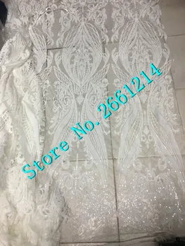 

Newest BZL-5012 tull net fabric with sequins in white color for bridal dress