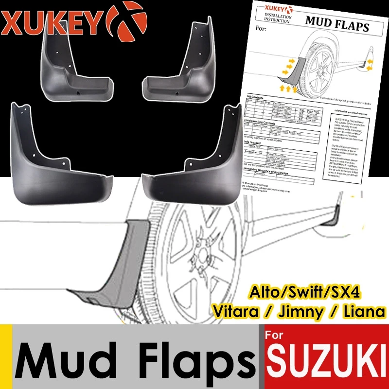 

Car Mud Flaps For Suzuki Alto Swift SX4 S-Cross Scross Grand Vitara Jimny Escudo Mudflaps Splash Guards Mud Flap Mudguards 2018