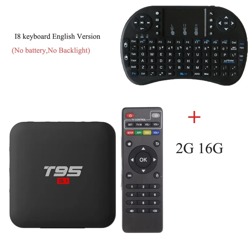 Smart Android 7,1 tv Box 2 Гб 16 Гб H.264 HD медиаплеер T95 S1 2,4G Wifi беспроводной Amlogic S905W четырехъядерный PK X96 мини tx3 мини - Цвет: 2G16G add English I8