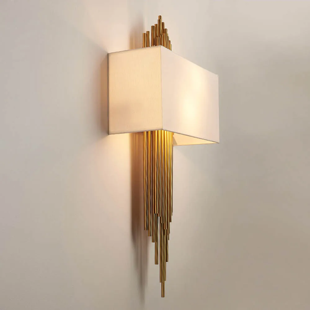 Postmodern Luxury Fabric Cloth Lampshade Wall Lamp for Living Room