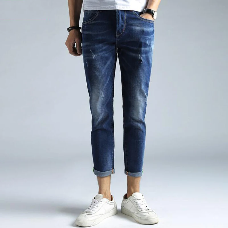 

2017 Fashion Mens Jeans Tapered Skinny High Stretch Blue Jean Denim Pencils Pants Slim Fit Joggers Biker Jeans Homme Motocycle