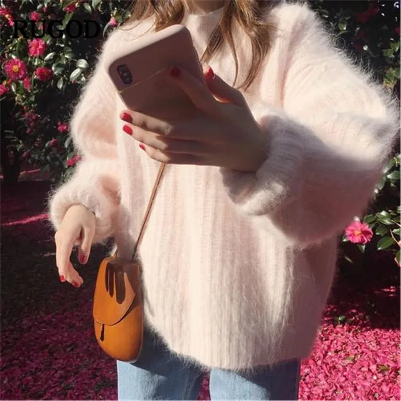 

RUGOD Vintage Fashion Solid Women Sweaters Plus Size O-Neck Casual Women Pullovers Knitted Winter Clothes pull femme hiver