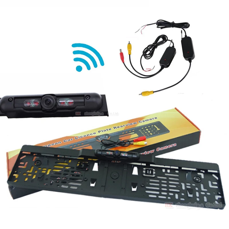 

170 градусов рамка номерного знака для ЕС/России 2,4 ГГц Беспроводная камера заднего вида с ночным видением помощь при парковке с lr