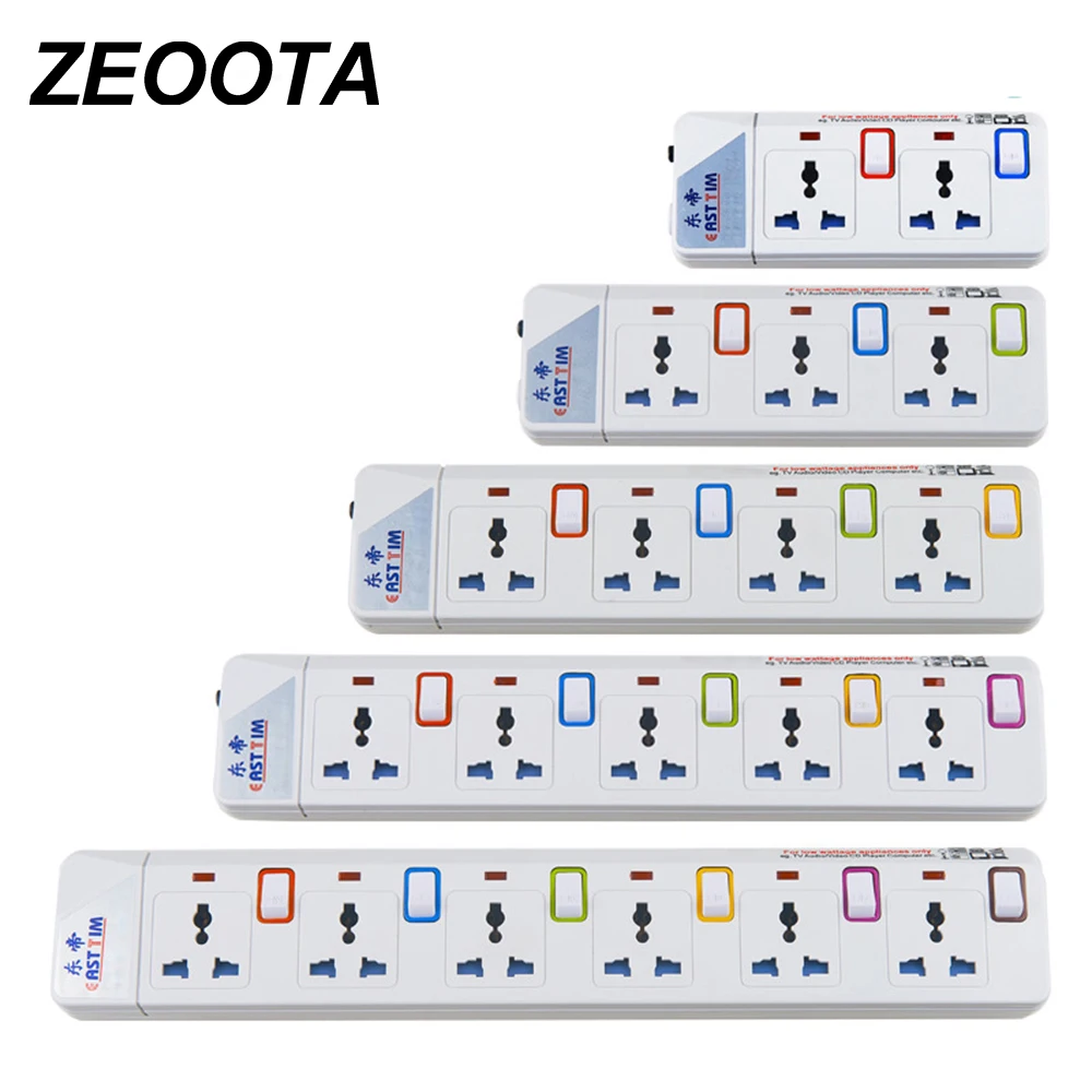 Extension Lead Power Strip Extension Cord Individual Switched Overload Protection Universal Plug,Indicator Light 2500W/13A 1.8m 2500w 4 outlet ac electric power bar strip w individual switch led indicator ac 250v 3m cord