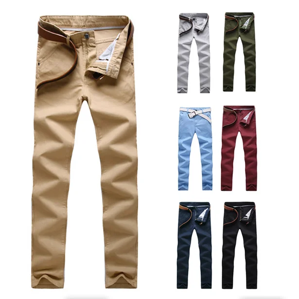 Fashion Men Business Solid Color Slim Straight Trousers Casual Long Pants Man pants Spring Autumn штаны calça masculina