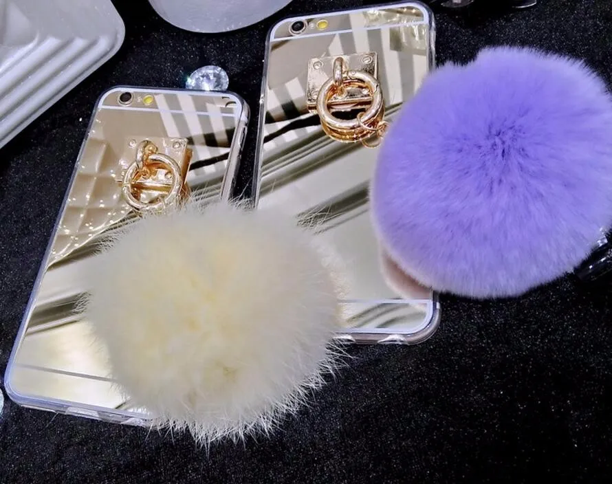 Phone Case For Huawei P30 P20 Lite Pro P10 P9 Honor Mate 10 Pearl Chain Rabbit Fur Ball Mirror Soft Back Cover Cases|Бамперы| |